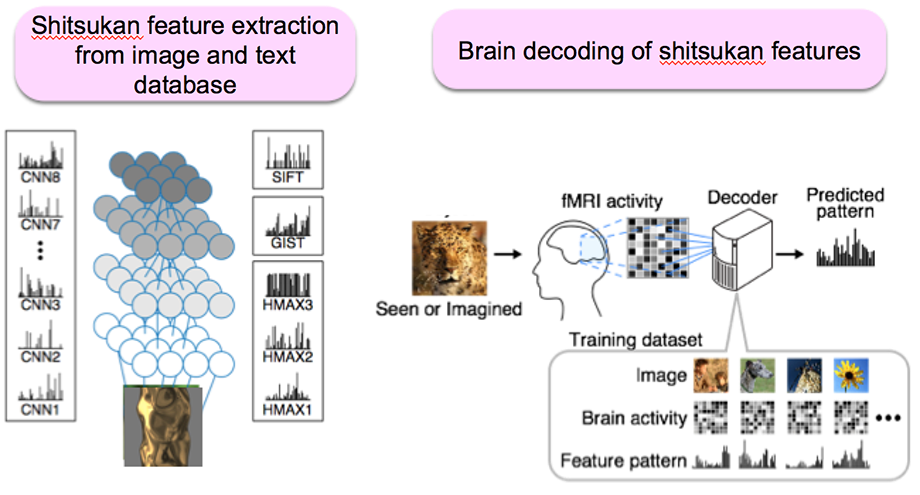 Shitsukan feature extraction from image and text database. Brain decodeing of shitsukan features.